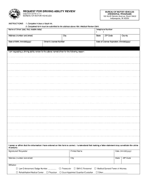Request for Driving Ability Review