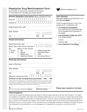 Prescription Drug Reimbursement Form
