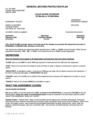 General Motors Protection Plan Agreement
