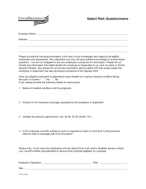 Employer Risk Questionnaire