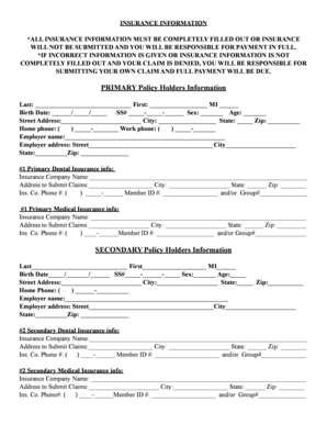 Insurance Information Form