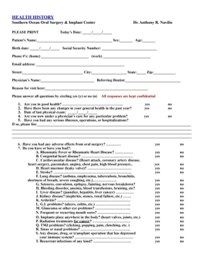 Health History Form