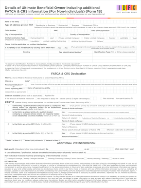 FATCA & CRS Information Form for Non-Individuals