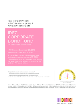 IDFC Corporate Bond Fund Application Form