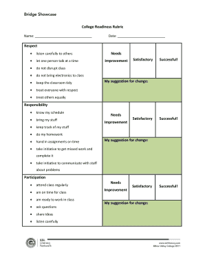 College Readiness Rubric