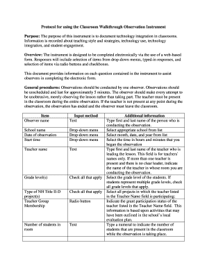 Classroom Walkthrough Observation Instrument