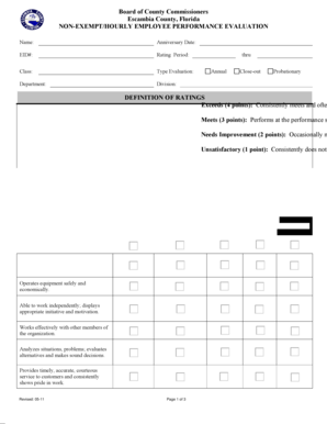 Non-Exempt Hourly Employee Performance Evaluation
