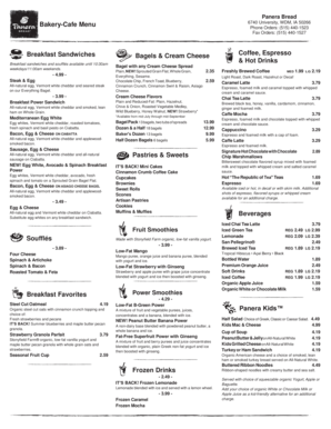 Panera Bread Fax Order Form