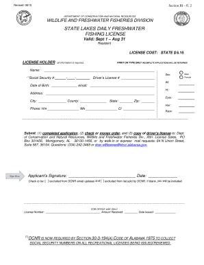 Alabama State Lakes Daily Freshwater Fishing License