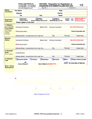 Ontario PPSA Financing Statement Requisition