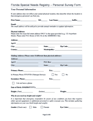 Florida Special Needs Registry Form