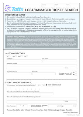 Lost/Damaged Ticket Search Form