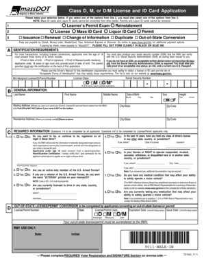 Massachusetts Driver's License and ID Card Application