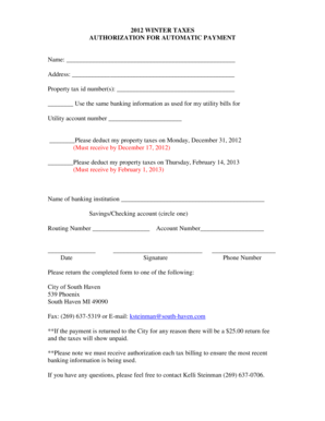 2012 Winter Taxes Authorization