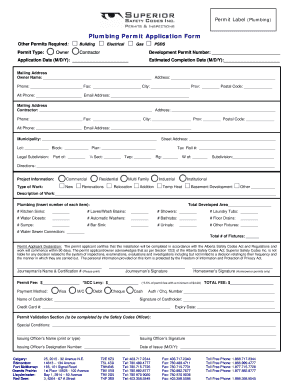 Plumbing Permit Application Form