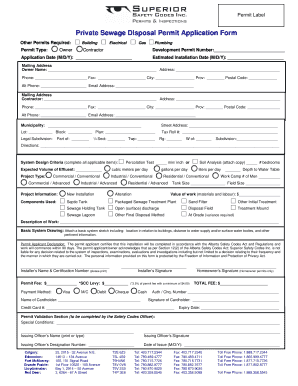 Private Sewage Disposal Permit Application