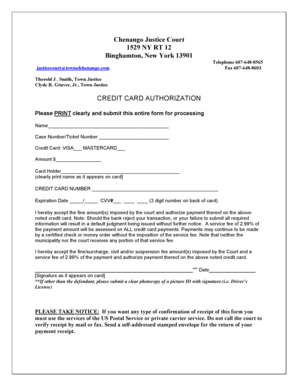 Credit Card Authorization for Court Payments