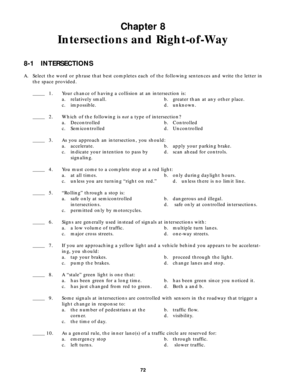Intersections and Right-of-Way Study Guide