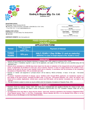 Godrej Fixed Deposit Application Form