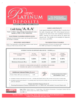 HDFC Platinum Deposit Application Form