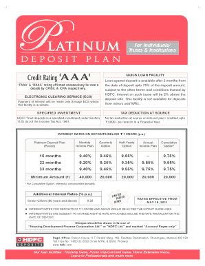 HDFC Platinum Deposit Application Form