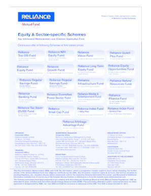 Reliance Mutual Fund Application Form