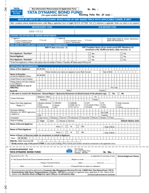 Tata Dynamic Bond Fund Application Form