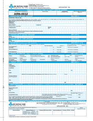 SBI Mutual Fund Application Form