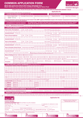 Bharti AXA Mutual Fund Application Form
