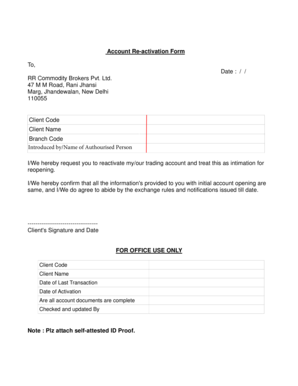 Account Re-activation Form