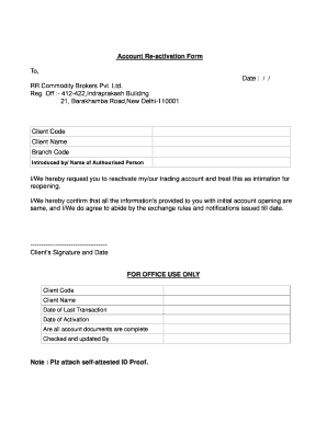 Account Re-activation Form