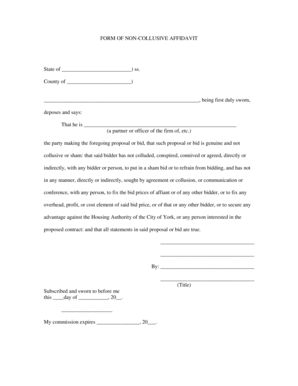 FORM OF NON-COLLUSIVE AFFIDAVIT - York Housing Authority