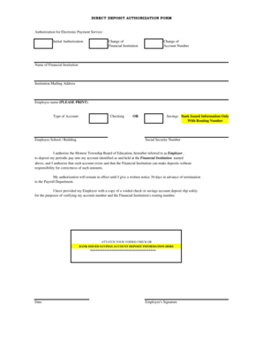 Direct Deposit Authorization Form