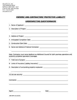 Owners and Contractors Protective Liability Questionnaire
