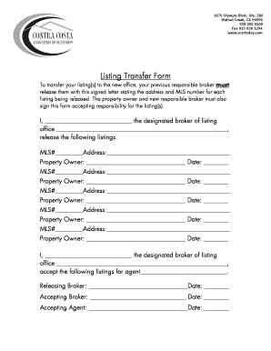 Listing Transfer Form