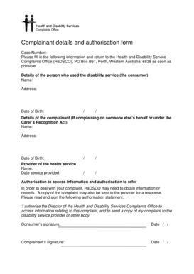 Complaint Authorization Form