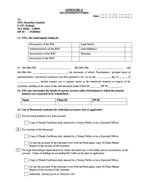 Transmission Form for Deceased Securities