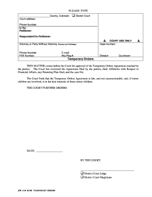 Temporary Orders Agreement