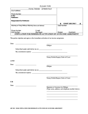 Stipulation for Immediate Activation of an Income Assignment