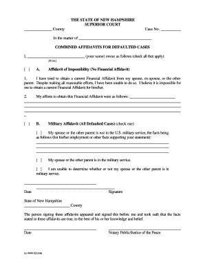 Combined Affidavits for Defaulted Cases