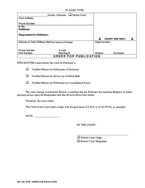 Order for Publication