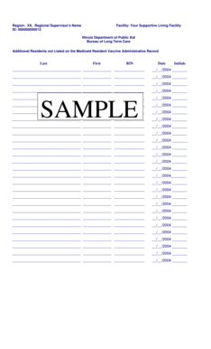 Illinois Medicaid Resident Vaccine Administrative Record