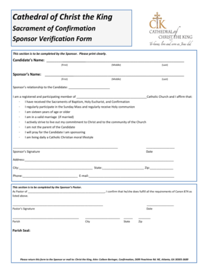 Confirmation Sponsor Verification Form