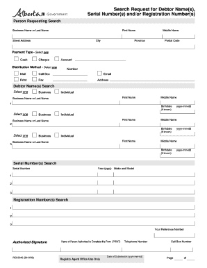 Search Request for Debtor Information