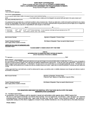 Bank Draft Authorization Form