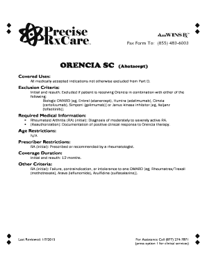 Orencia SC Prior Authorization Request