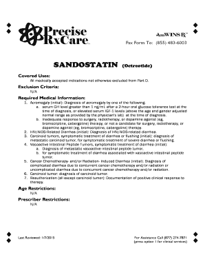 SANDOSTATIN Prior Authorization Request Form