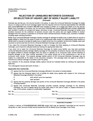 Colorado Uninsured Motorists Coverage Rejection Form