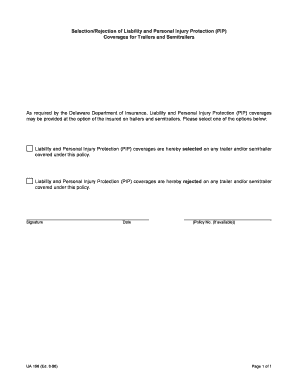 Liability and PIP Coverage Selection Form