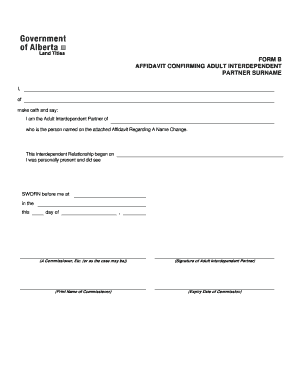 Affidavit Confirming Adult Interdependent Partner